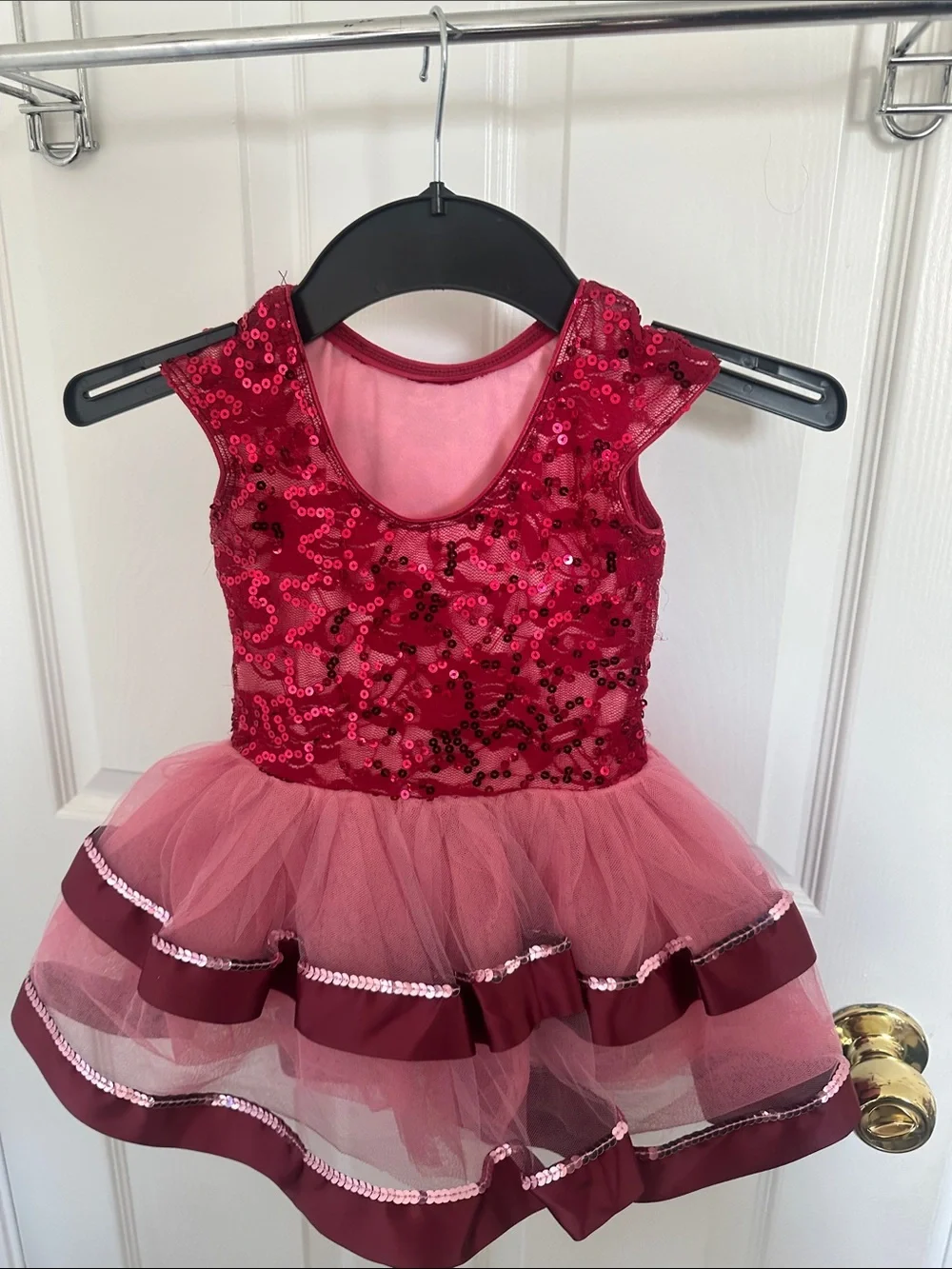 Revolution Burgundy and Pink Sequin Tutu Dress with Matching Hat